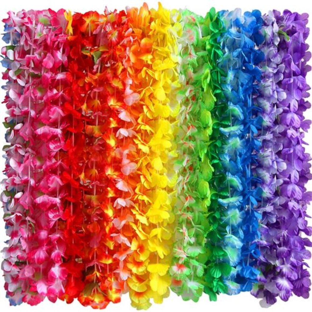 36 Counts Hawaiian Leis Necklace Tropical Luau Hawaii Silk Flower
